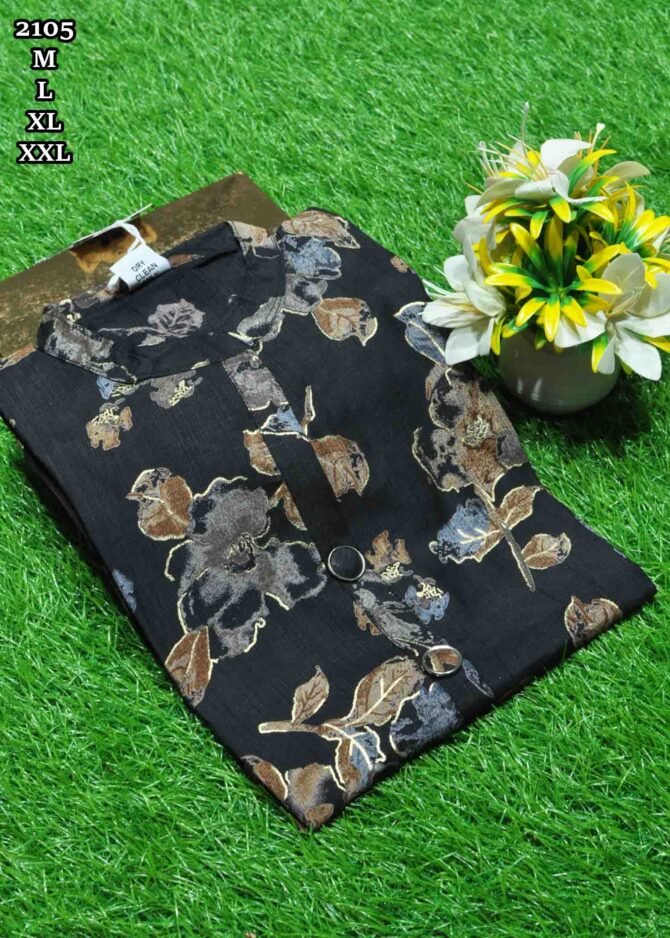 Yogini - 2105  Black Color Vertican Collar Neck Readymade Kurti CM1240994 [RR1C]