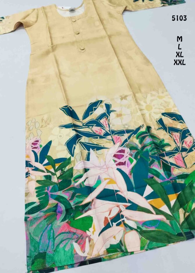 Anupama - 5103  LatteTan Color Digital Print Vertican Collar Neck Readymade Kurti CM1240994 [RR3C]