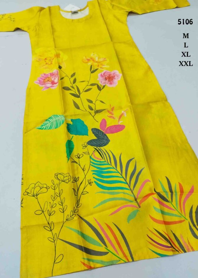 Anupama - 5106  LemonYellow Color Digital Print Vertican Collar Neck Readymade Kurti CM1240994 [RR3C]