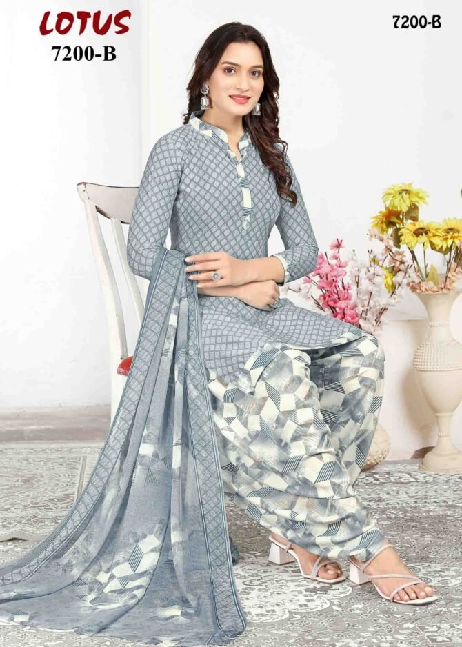 Lotus Priyanshi -7200-B   Grey Color Synthetic Salwar Material CM1240541 (RR1E)