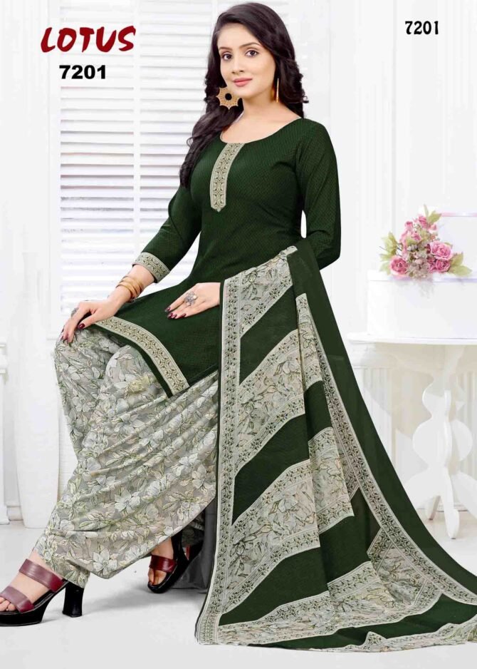 Lotus Priyanshi -7201   DarkGreen Color Synthetic Salwar Material CM1240541 (RR1E)