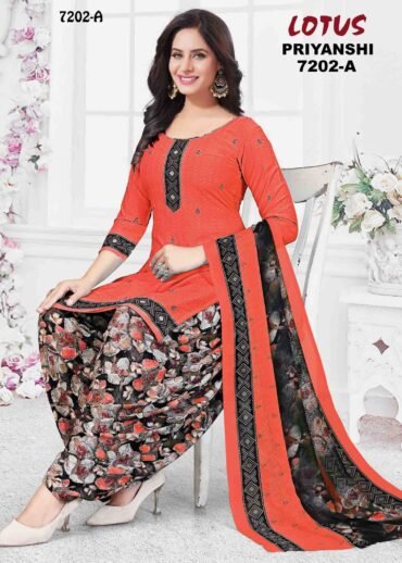 Lotus Priyanshi -7202-A   Orange Color Synthetic Salwar Material CM1240541 (RR1E)