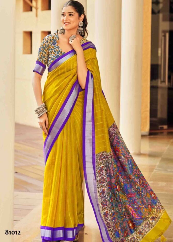 Peachmode Prints -81012   Biscuit Yellow Color Stylish & Rich Look Linen Cotton Saree CM1243879 [LR5D]
