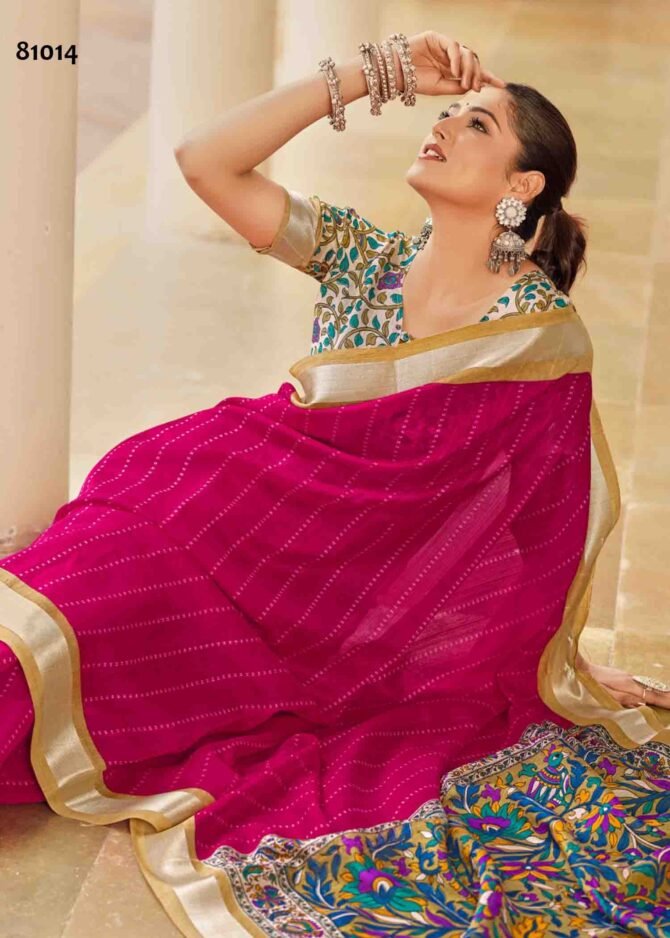 Peachmode Prints -81014   Dark Pink Color Stylish & Rich Look Linen Cotton Saree CM1243879 [LR5D]