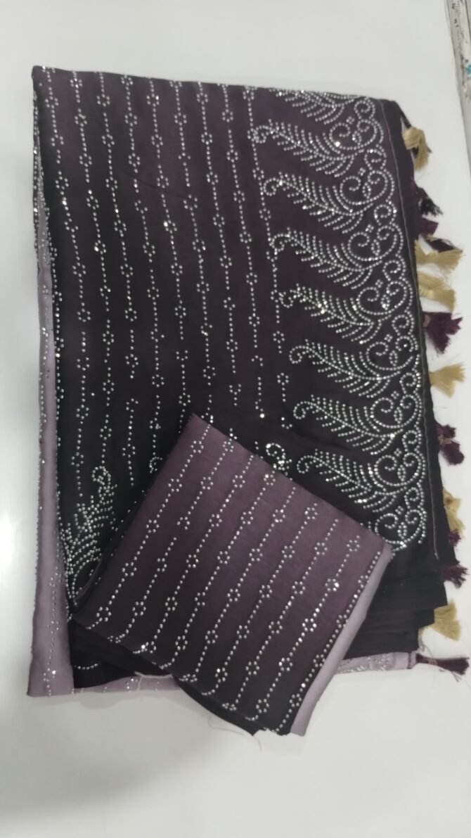 Plus 07890-A Dark purple color emb stone work sarees CM1247714*2, CM1231342