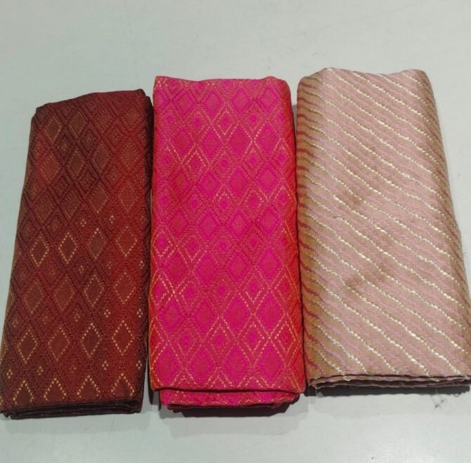 Mahesh- 07403-A Women's Jacquard Un-Stitched Blouse Piece Pack of 3 (Multi Color) CM1142377 (LR12C)