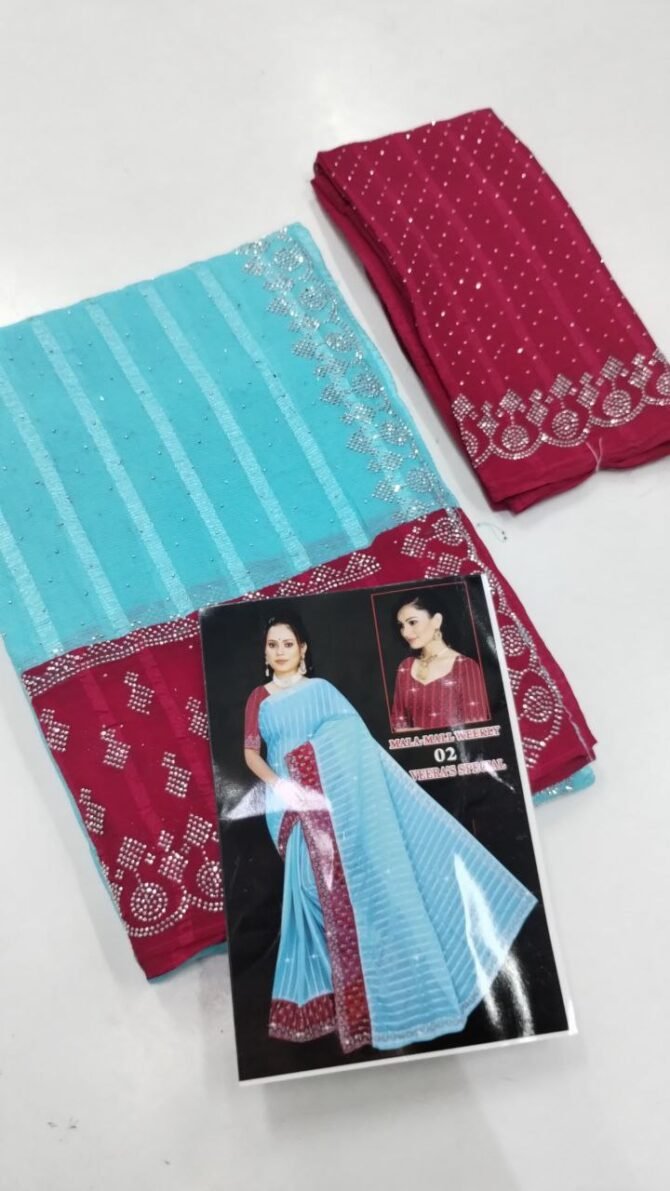 Thamil 07615-A sky blue color emb work sarees CM1216735