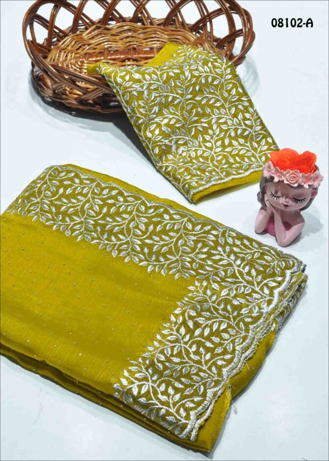 Joshika - 08102-A  Tea Green Color New Arrival Stone Work Jimmy-Choo Saree CM1249795 [RR10E]