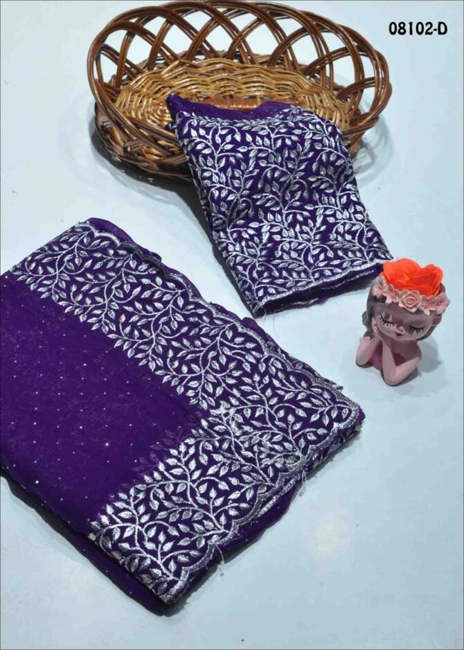 Joshika - 08102-D  Violet Color New Arrival Stone Work Jimmy-Choo Saree CM1249795 [RR10E]