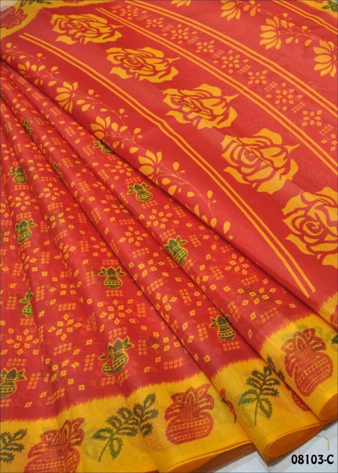Mariyamma -08103-C  Red Color Mixed Cotton Saree CM1253767 (RR4E)