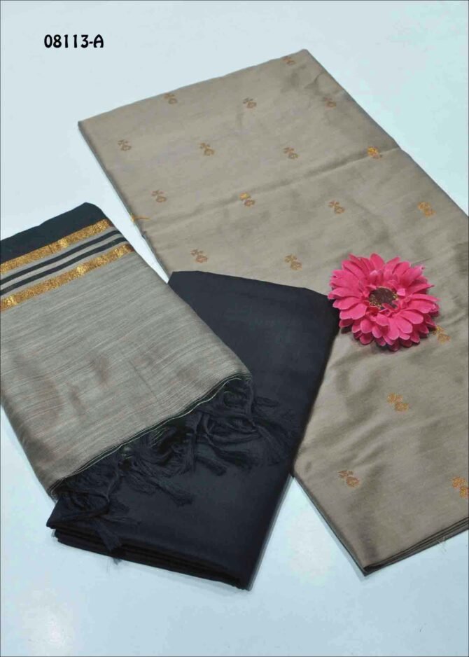 Nila - 08113-A  Taupe Brown Color Traditional Look Dupion Silky Salwar Material CM1264122 (LR1D)