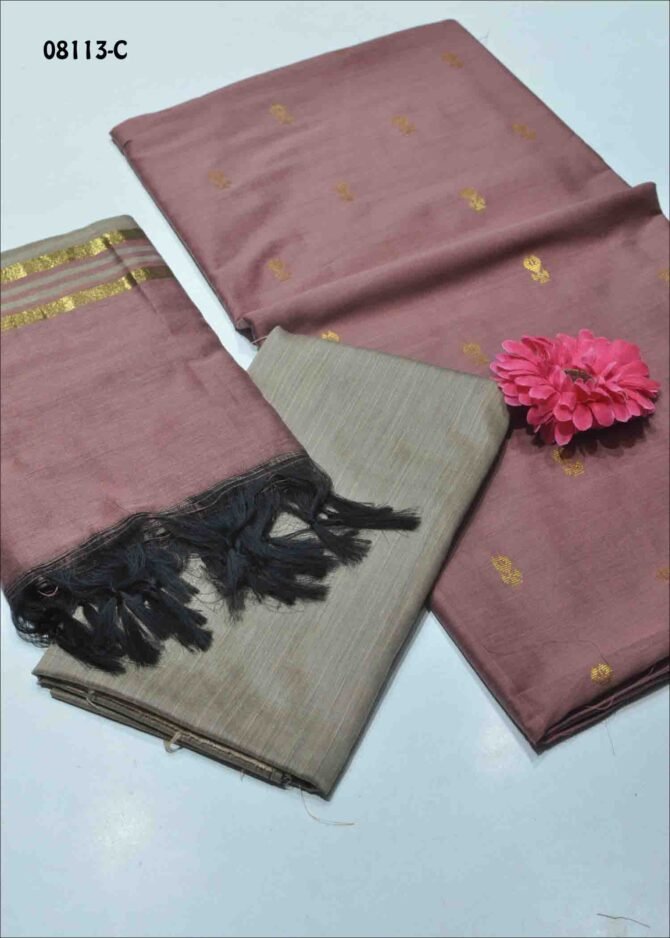 Nila - 08113-C  Pecan Brown Color Traditional Look Dupion Silky Salwar Material CM1264122 (LR1D)