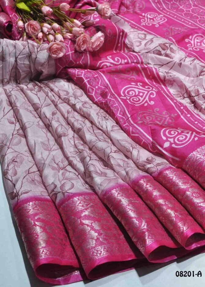 Candy Crush -08201-A  Light Pink Color Stylish Dola Silk  Saree CM1258430 (LR7C)