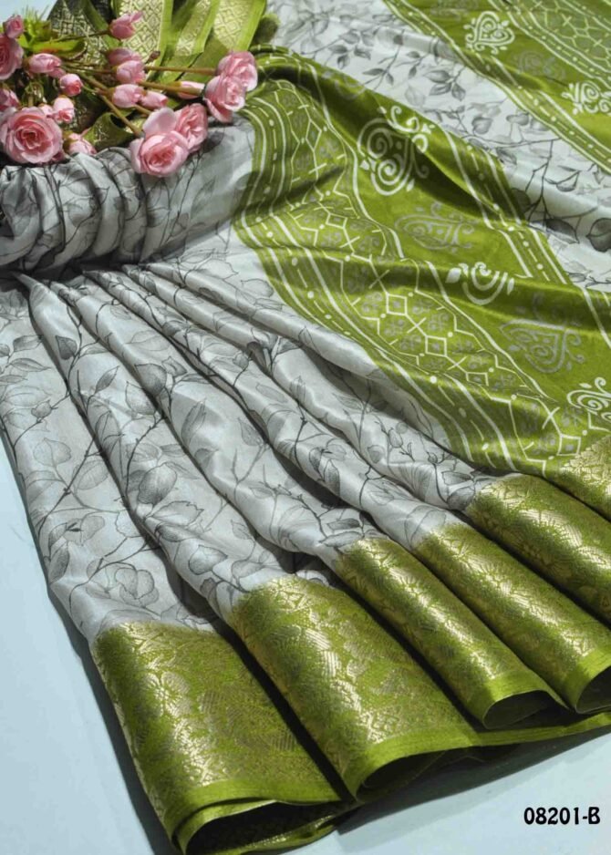 Candy Crush -08201-B  Light Grey Color Stylish Dola Silk  Saree CM1258430 (LR7C)
