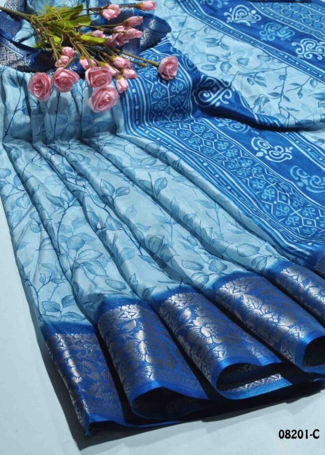 Candy Crush -08201-C  SkyBlue Color Stylish Dola Silk  Saree CM1258430 (LR7C)