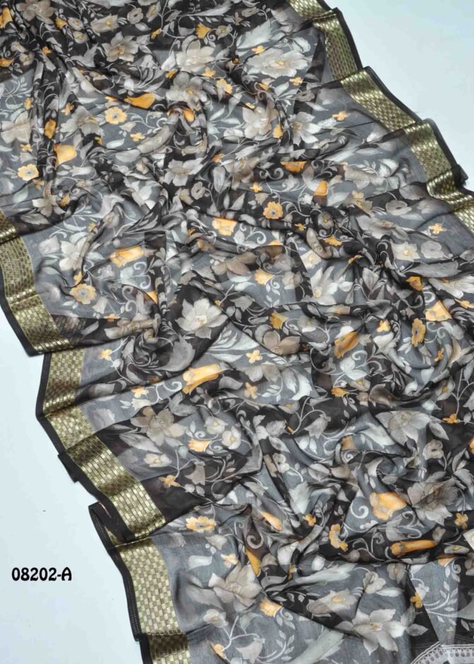 Dhanvisha -08202-A  Brown Color New Arrival Soft Moss Chiffon Saree CM1250724 (LR9D)