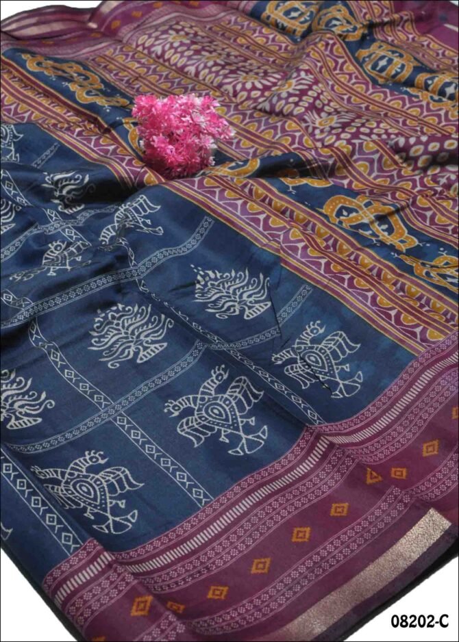 Vikrutha -08202-C  NavyBlue Color Kalamkari Print Fancy Cotton Saree CM1254259 (LR7D)