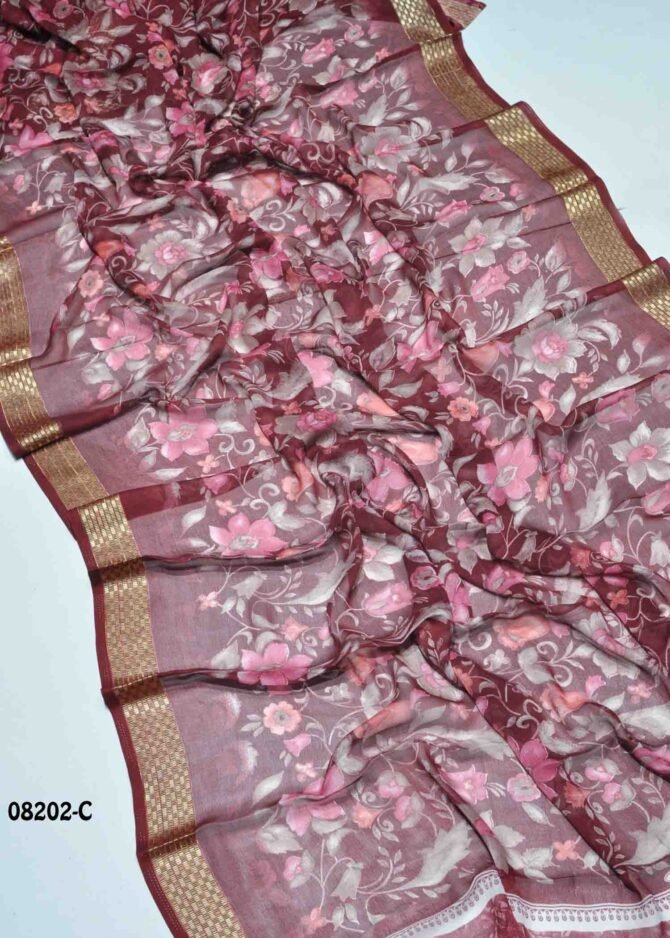 Dhanvisha -08202-C  Maroon Color New Arrival Soft Chiffon Saree CM1250724 (LR9D)