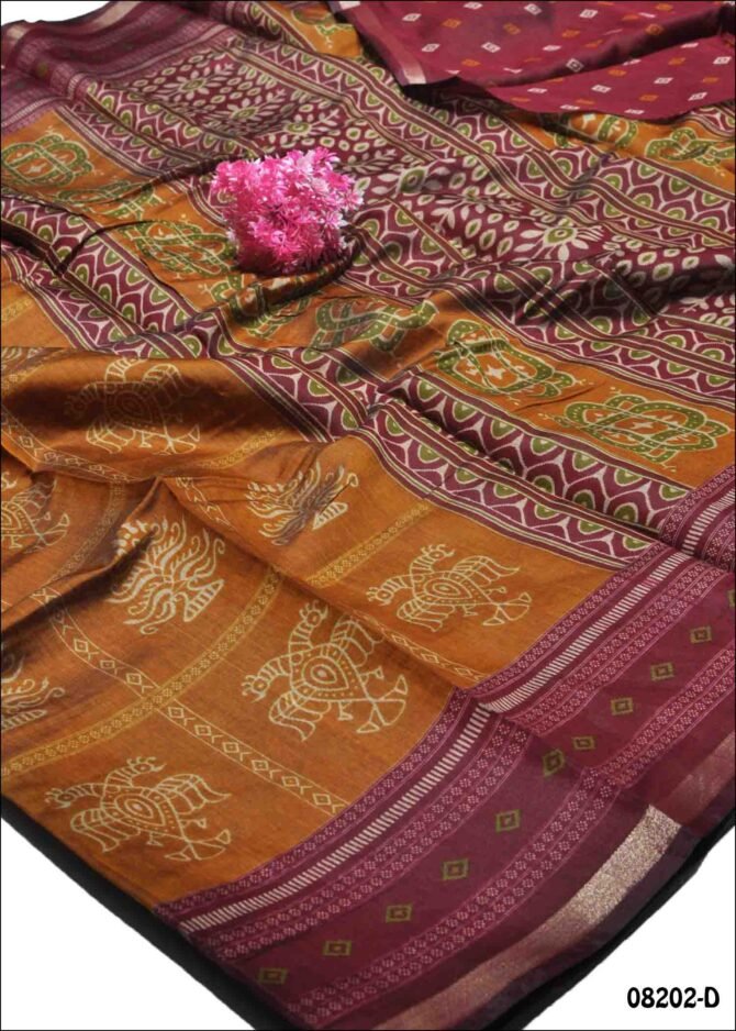 Vikrutha -08202-D  Mustard Color Kalamkari Print Fancy Cotton Saree CM1254259 (LR7D)