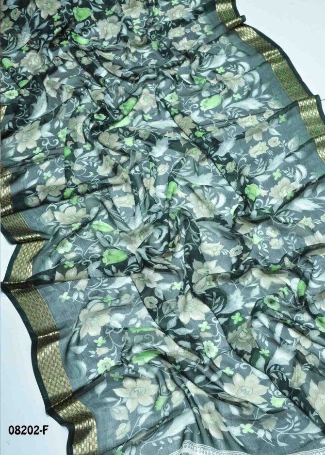Dhanvisha -08202-F  Green Color New Arrival Soft Chiffon Saree CM1250724 (LR9D)