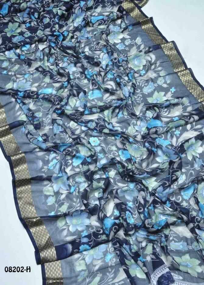 Dhanvisha -08202-H  NavyBlue Color New Arrival Soft Chiffon Saree CM1250724 (LR9D)