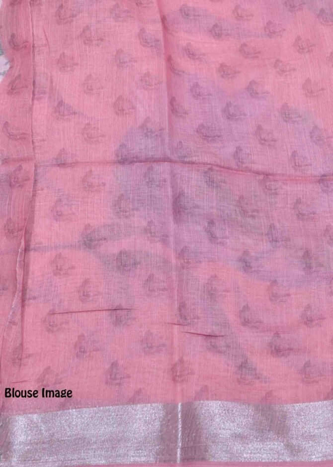 Frozen -08204-I  Powerpuff Pink Color Beautiful Floral Print Linen Cotton Saree CM1253823 (LR7E)