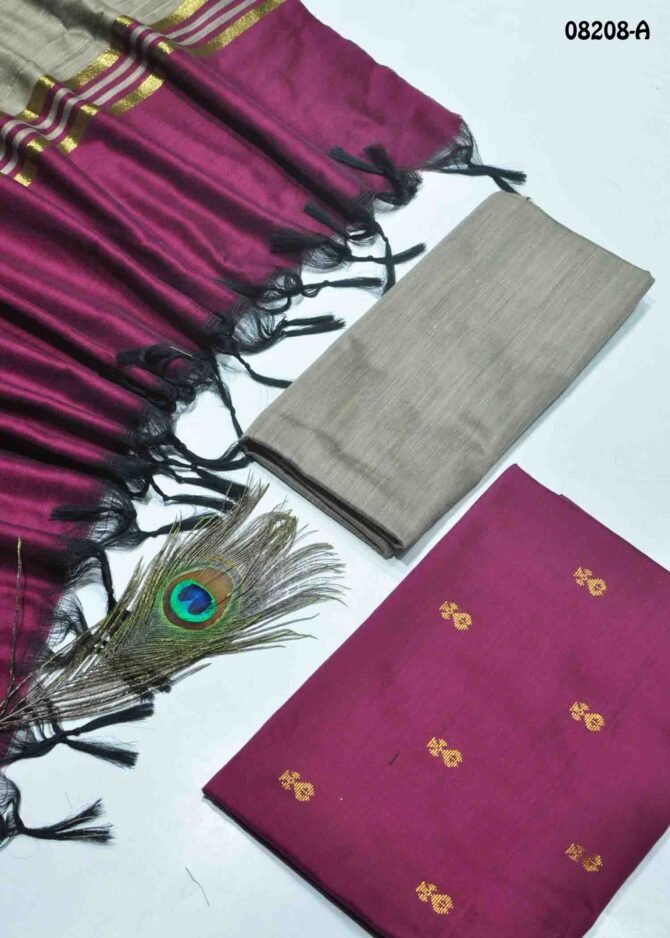 Aliya - 08208-A  Dark Pink Color Traditional Look Dupion Silky Salwar Material CM1266518 (LR1B)
