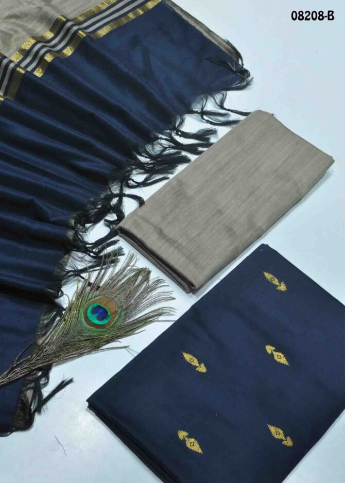 Aliya - 08208-B  NavyBlue Color Traditional Look Dupion Silky Salwar Material CM1266518 (LR1B)