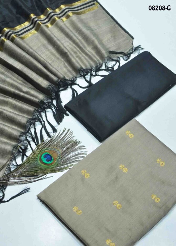 Anju - 08208-G  Tan Color Traditional Look Dupion Silky Salwar Material CM1266518 (LR1B)