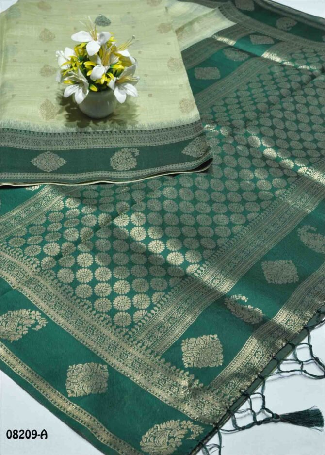 Maala - 08209-A  Sage Green Color Grand Look Traditonal Wear Semi-Banarasi Saree CM1249672 (RR3D)