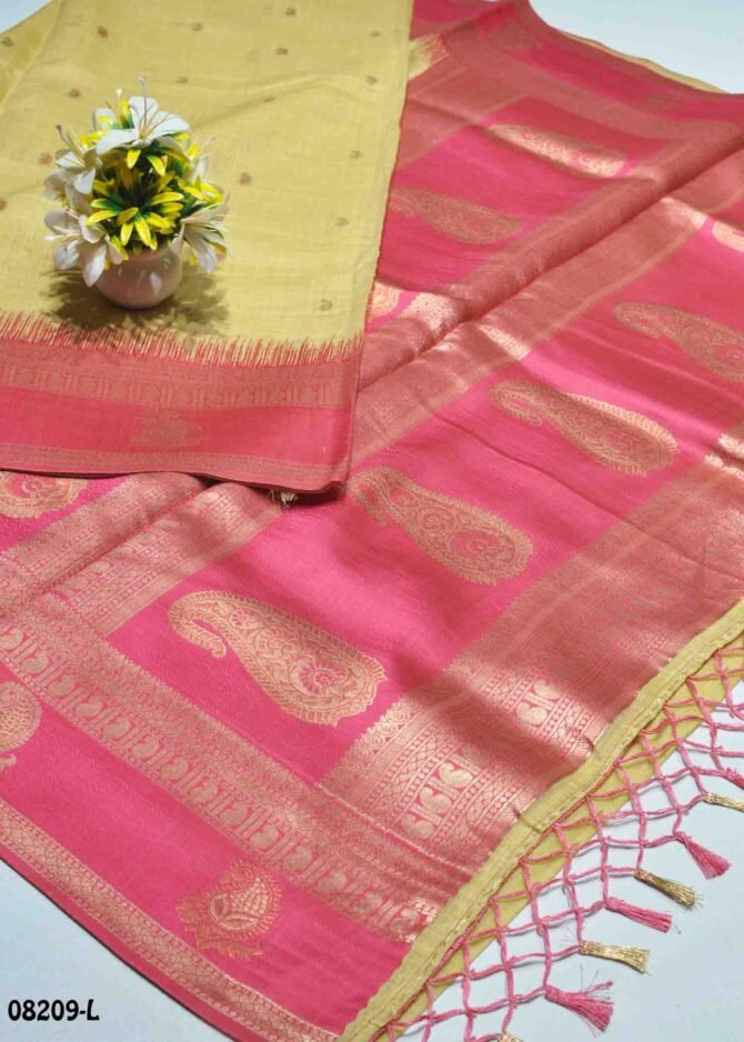 Giridharshini - 08209-L  Lemon Green Color Grand Look Traditonal Wear Semi-Banarasi Saree CM1249672 (RR3D)