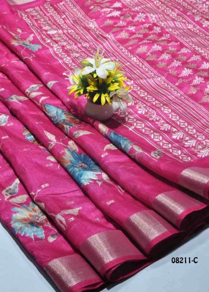 Chaatvika -08211-C  Bright Pink Color Stylish Dola Silk  Saree CM1252965 (LR7B)