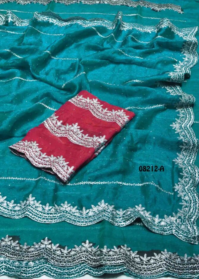 Trishalika-08212-A  Pine Green Color Trending  Jimmy-Choo Saree CM1253129 [RR8D]
