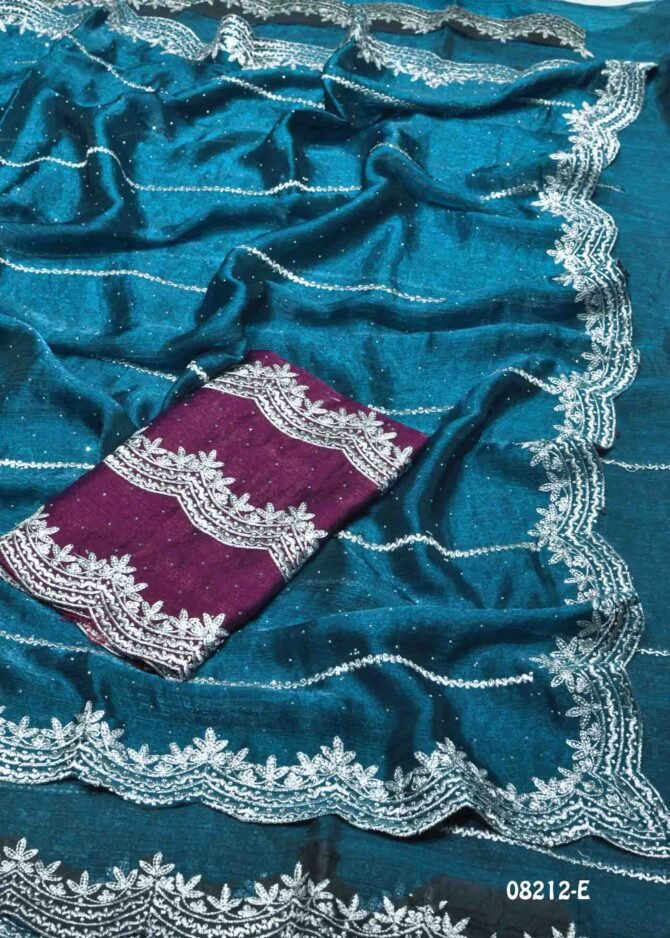 Trishalika-08212-E  Dark Peacock Blue Color Trending  Jimmy-Choo Saree CM1253129 [RR8D]