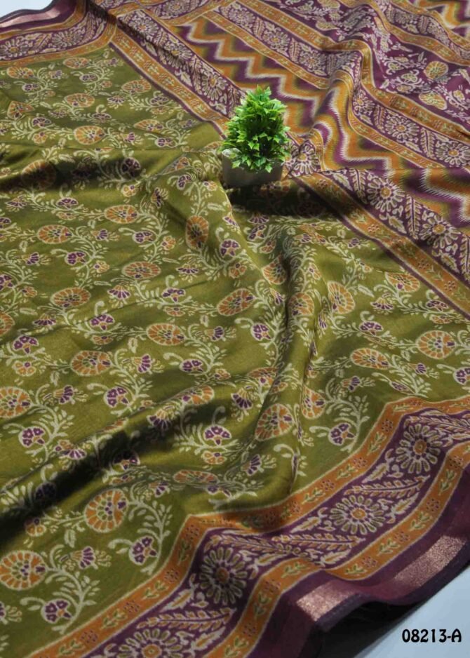 Dakshinya -08213-A  Tea Green Color Printed Fancy Cotton Saree CM1252968 (LR7B)