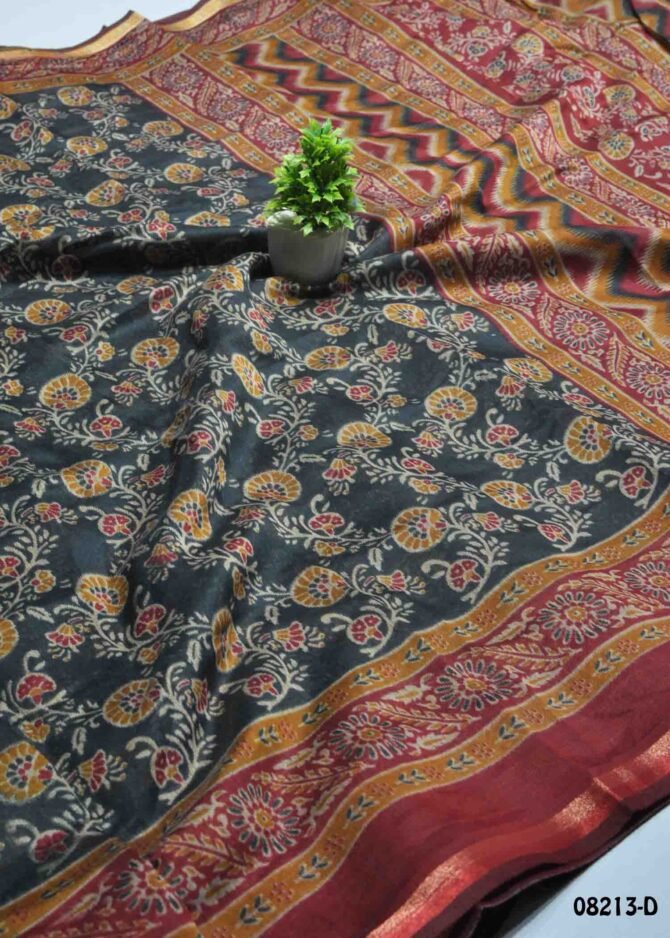 Dakshinya -08213-D  Black Color Printed Fancy Cotton Saree CM1252968 (LR7B)