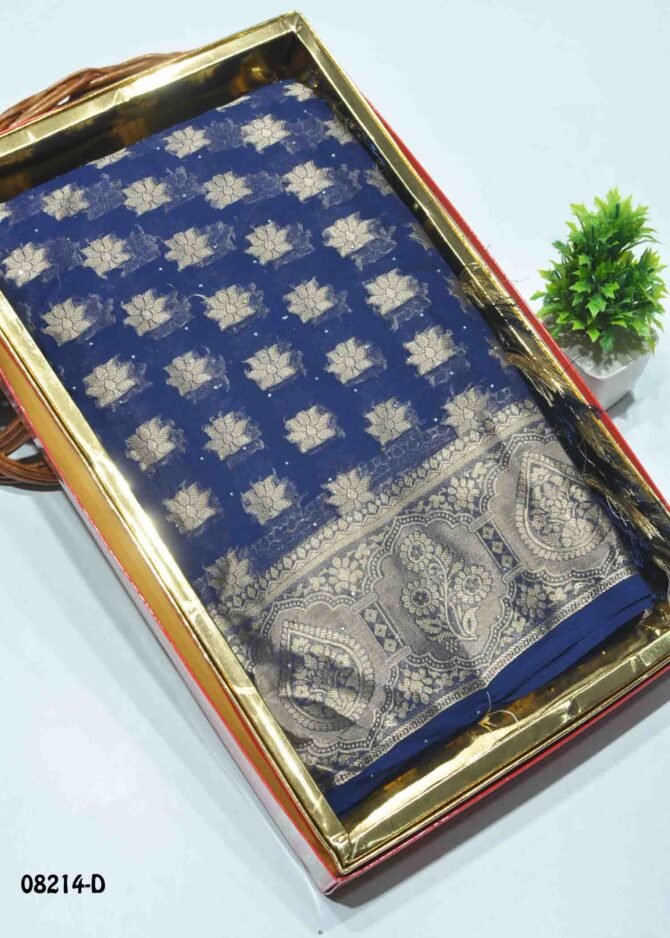Ekshika -08214-D  NavyBlue Color Rich Look Dollar Georgette Saree CM1269979 (LR8D)