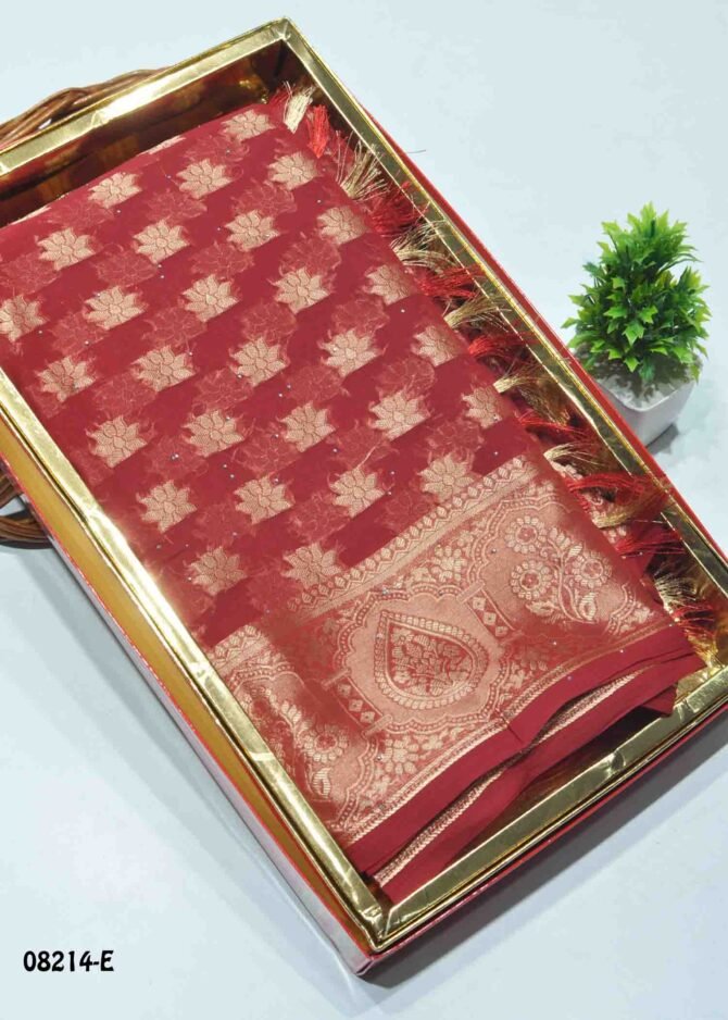 Ekshika -08214-E  Red Color Rich Look Dollar Georgette Saree CM1269979 (LR8D)