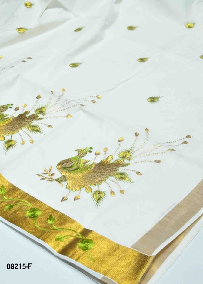 Ananya - 08215-F  Halfwhite Color Onam Special Kerala Tardition Cotton Saree CM1264216 (LR4D)