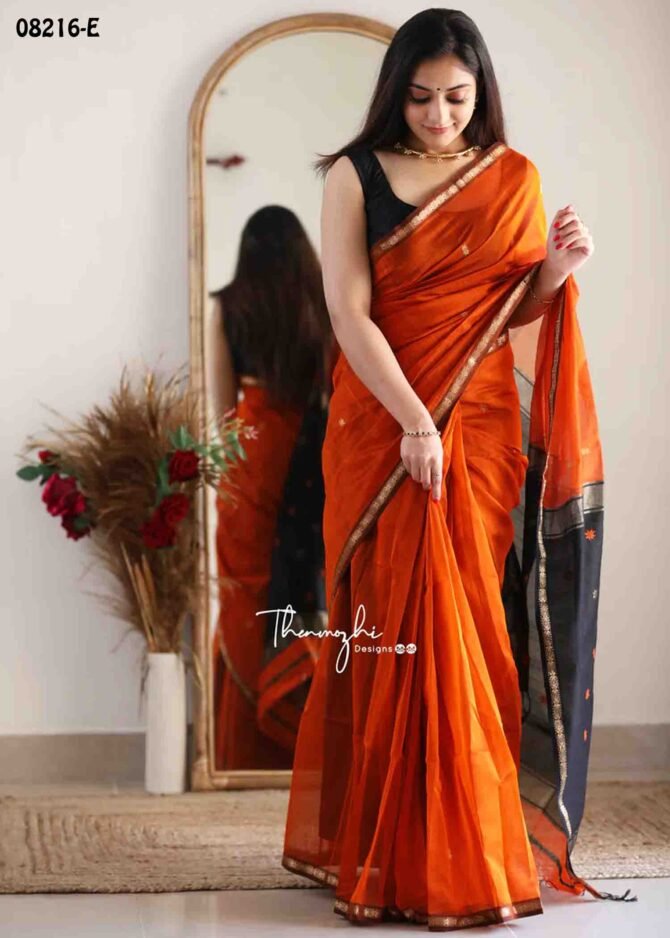 Kaarigai -08216-E  Bright Orange Color Elagant  Rich Look Silk Cotton Saree CM1255184 (RR13D)