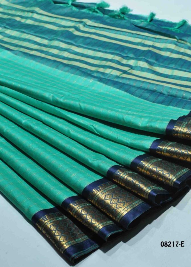 Anjali -08217-E  Tiffany Green Color Checked Woven Design Cotton Silk Saree CM1251579 (LR1D)