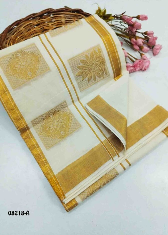 Aaradhya - 08218-A  Halfwhite Color Onam Special Kerala Tardition Cotton Saree CM1268710 (LR4C)