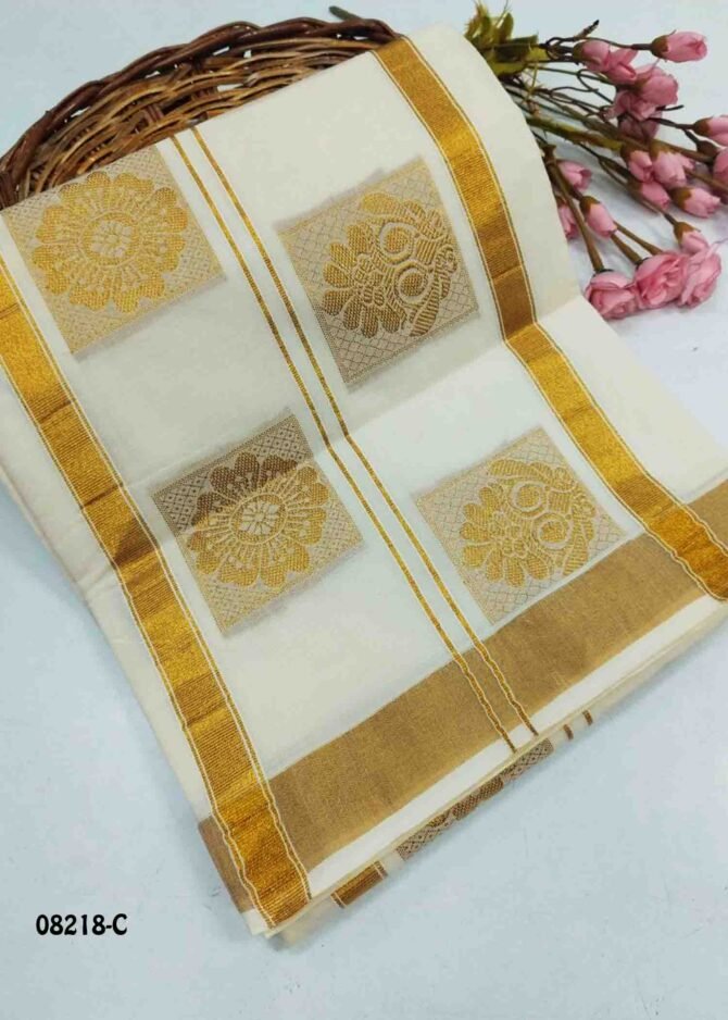Aaradhya - 08218-C  Halfwhite Color Onam Special Kerala Tardition Cotton Saree CM1268710 (LR4C)