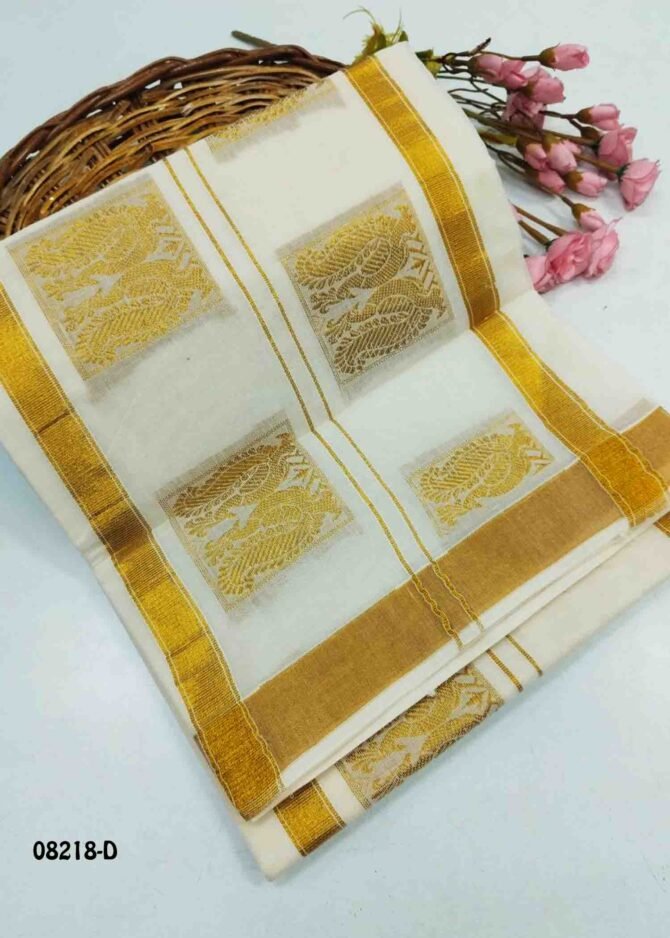 Aaradhya - 08218-D  Halfwhite Color Onam Special Kerala Tardition Cotton Saree CM1268710 (LR4C)