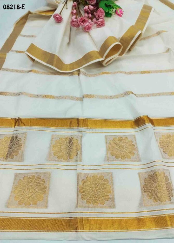 Aaradhya - 08218-E  Halfwhite Color Onam Special Kerala Tardition Cotton Saree CM1268710 (LR4C)
