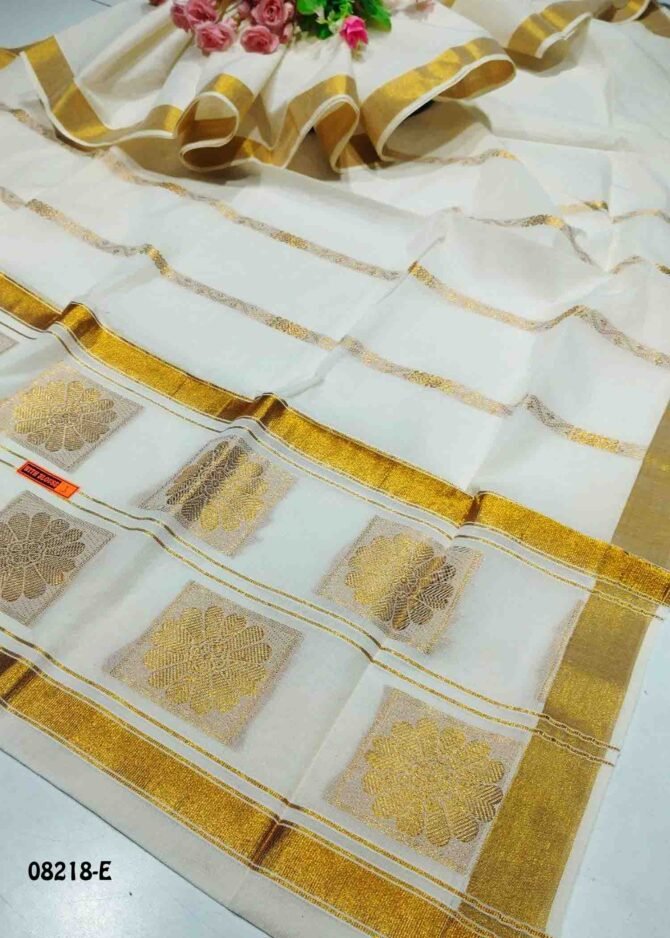 Aaradhya - 08218-E  Halfwhite Color Onam Special Kerala Tardition Cotton Saree CM1268710 (LR4C)