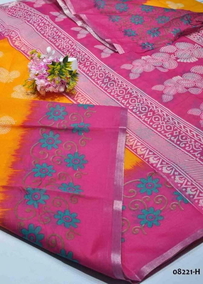 Ranjani -08221-H  Dark Yellow Color Kalamkari Print Synthetic Cotton Saree CM1255853 (RR5D)