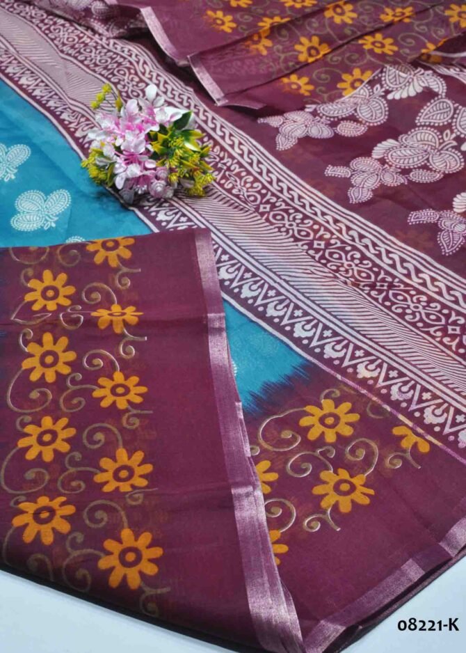 Ranjani -08221-K  SkyBlue Color Kalamkari Print Synthetic Cotton Saree CM1255853 (RR5D)