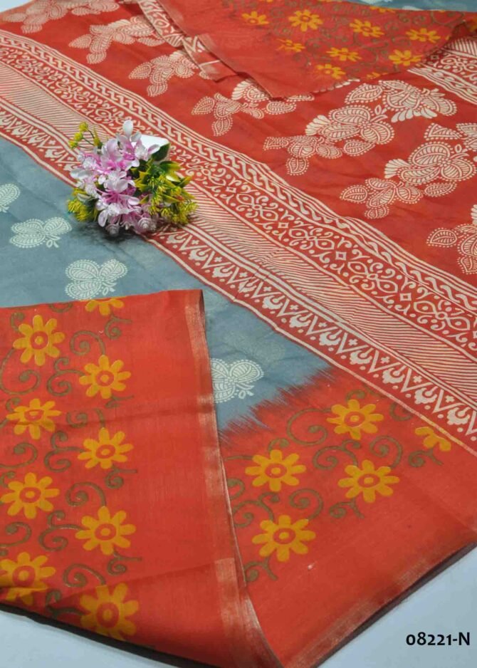 Ranjani -08221-N  Grey Color Kalamkari Print Synthetic Cotton Saree CM1255853 (RR5D)