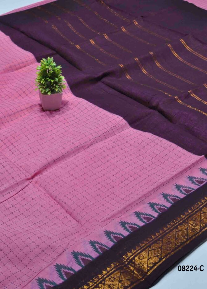 Yashvika -08224-C   Taffy Pink Color Madurai Chungudi Cotton Saree CM1270995 [LR4B]